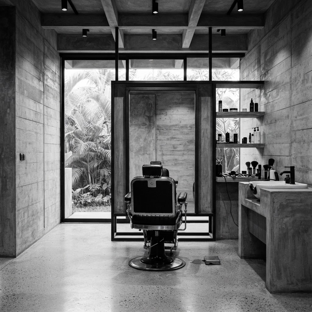 Xin Fade barber studio interior in Canggu, Bali